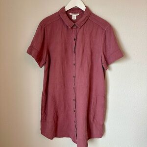 ☀️ LUCKY BRAND Linen Blend Mini Shirt Dress